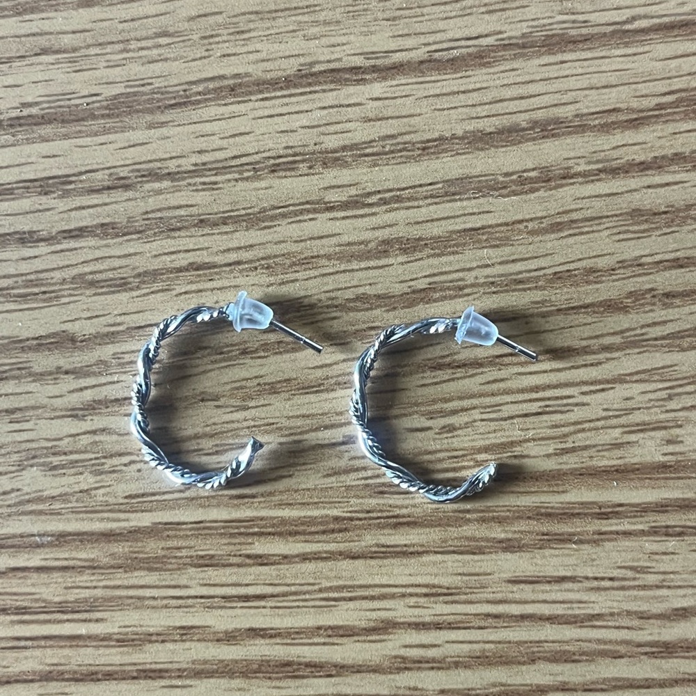 Elegant Silver Twisted Hoop Earrings